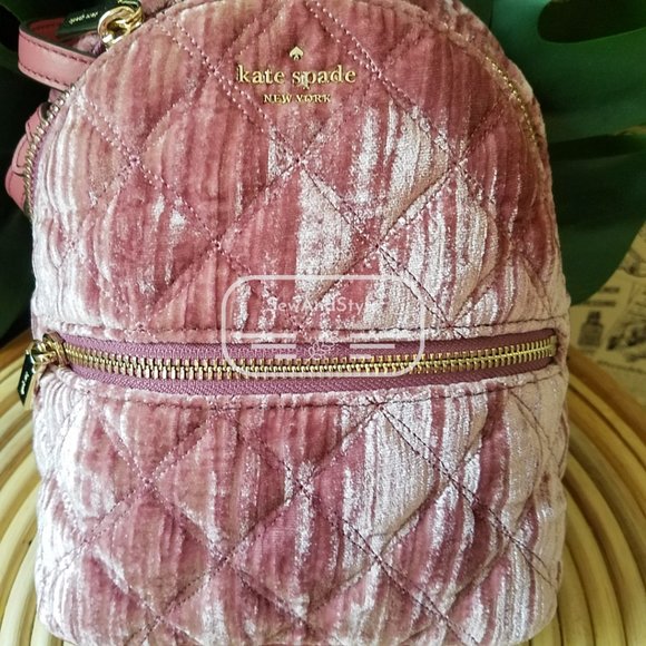 Kate Spade NWT Mini Convertible Velvet Backpack color : pomegranate pink - Picture 5 of 11